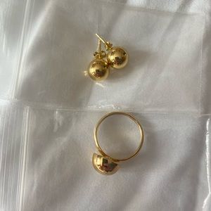 Gold plated earrings & ring size 8 set